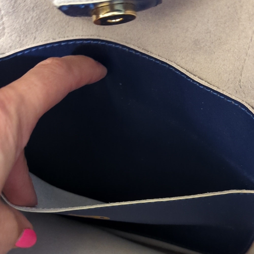 Emma Fox Blue Leather Tote Sleek Design - Picture 6 of 13
